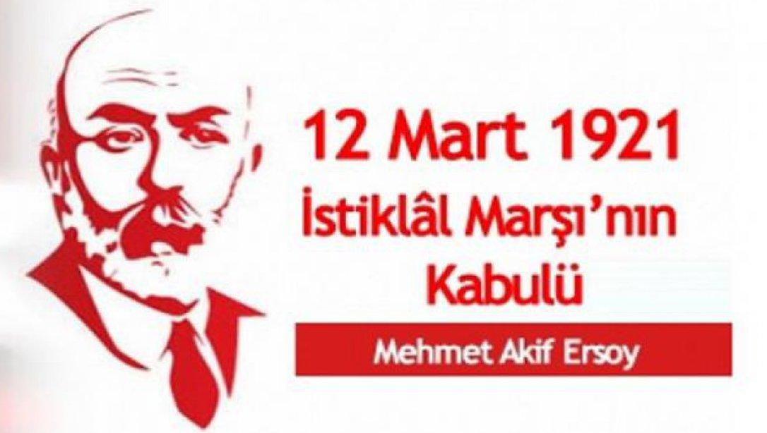 İlçe Milli Eğitim Müdürümüz Hacı Murat YANMAZ'ın ''12 Mart İstiklal Marşı'nın Kabulü ve Mehmet Akif ERSOY'u Anma Günü'' Mesajı